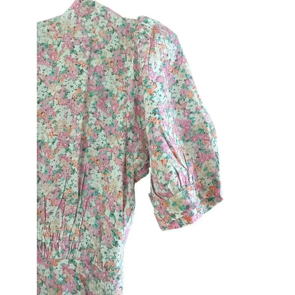 Faithfull the Brand Sidonie Vionette Floral Puff Sleeve A-Line Mini Dress Size 2 - Picture 3 of 7